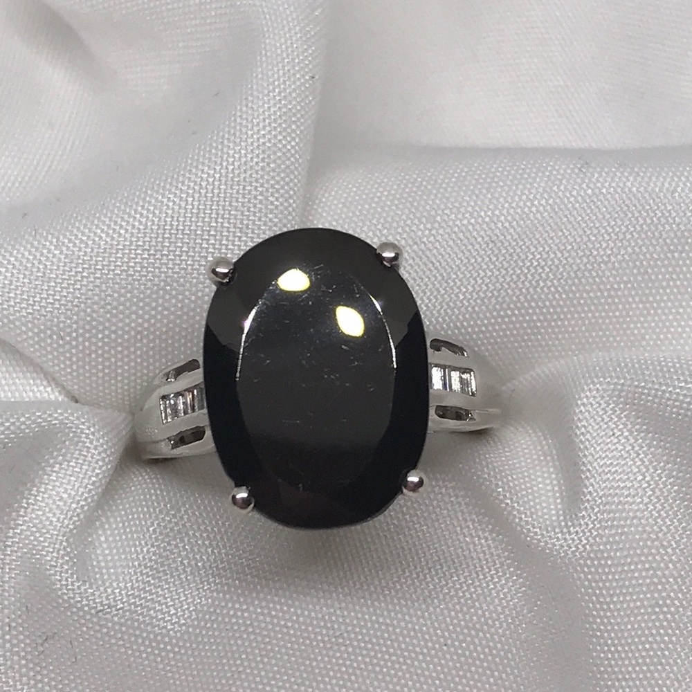 Shungite Solitaire with White Topaz Ring